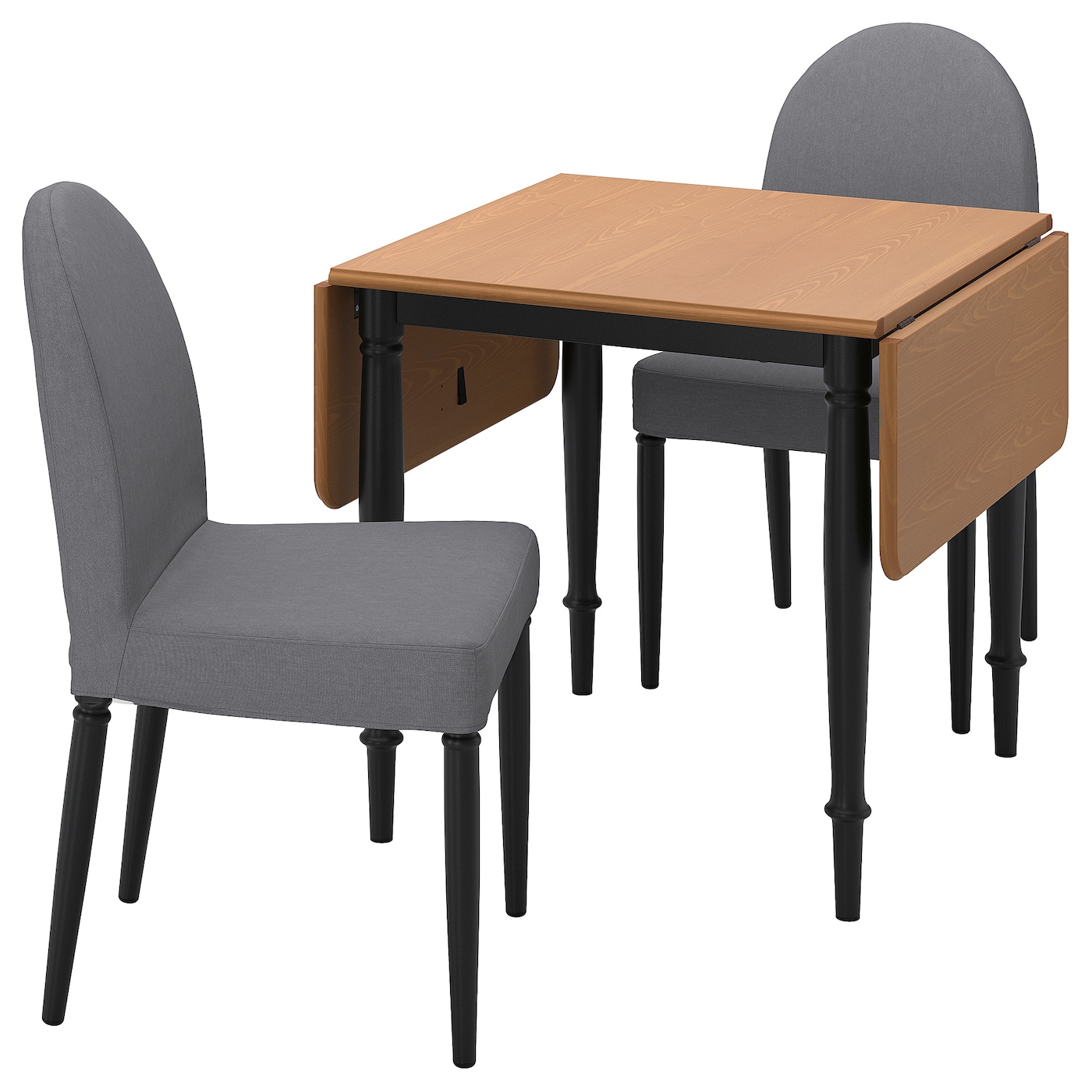 IKEA DANDERYD / DANDERYD stół i 2 krzesła, sosna czarny/Vissle szary, 74/134x80 cm