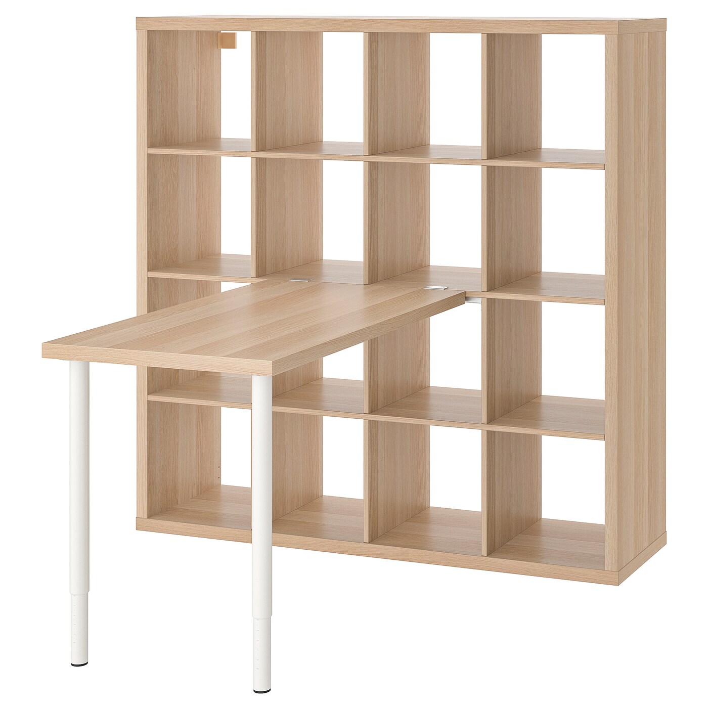 IKEA KALLAX / LINNMON biurko, biały/imitacja dębu bejcowanego na biało, 147x139x147 cm