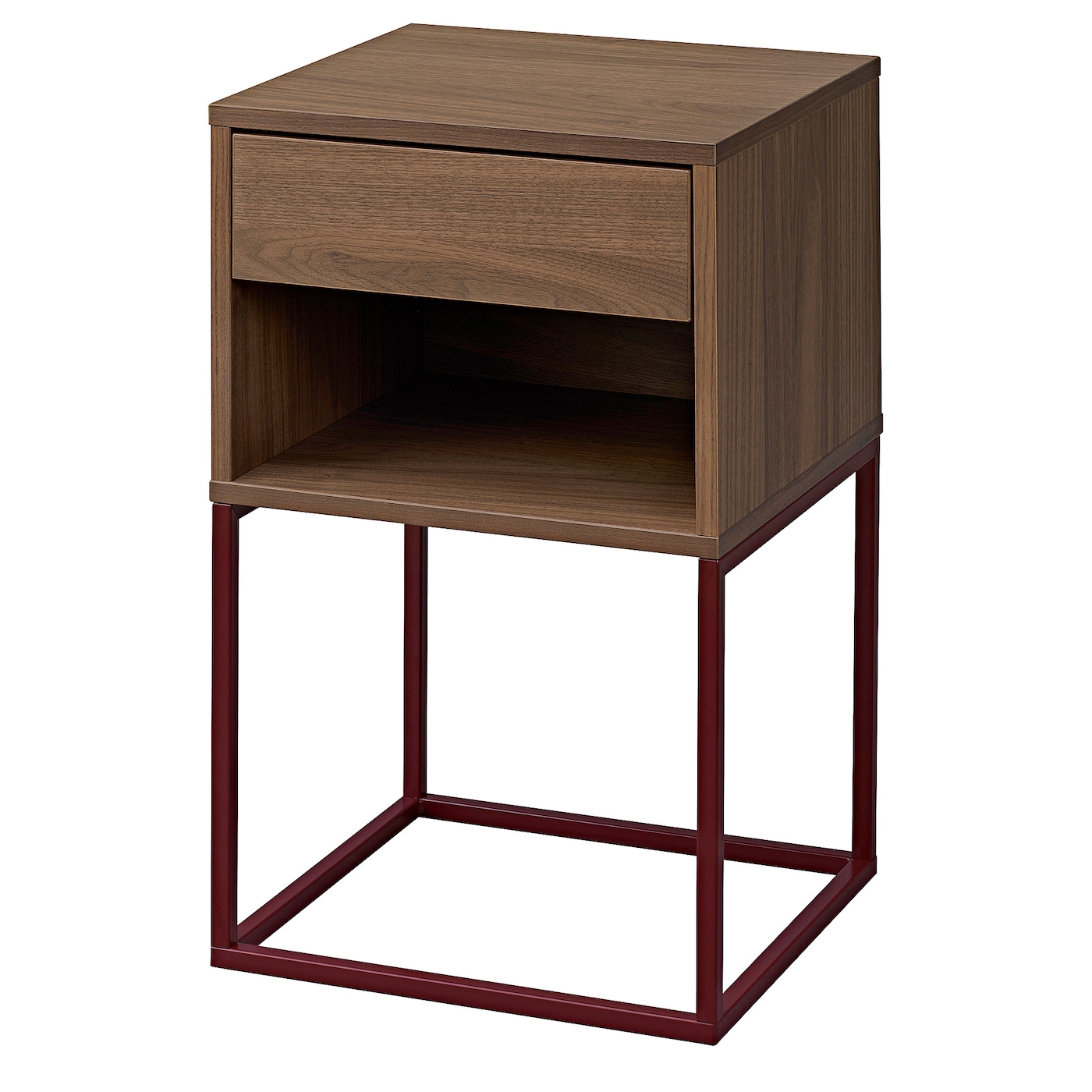 IKEA VIKHAMMER stolik nocny, okleina orzechowa, 40x39 cm