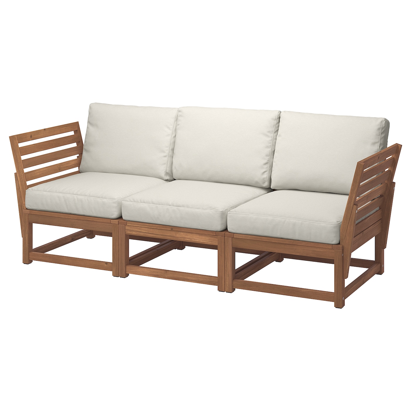 IKEA NÄMMARÖ 3-osobowa sofa modułowa, zewn, podłokietnik bejca jasnobrązowa/Frösön/Duvholmen beżowy, Szerokość: 210 cm