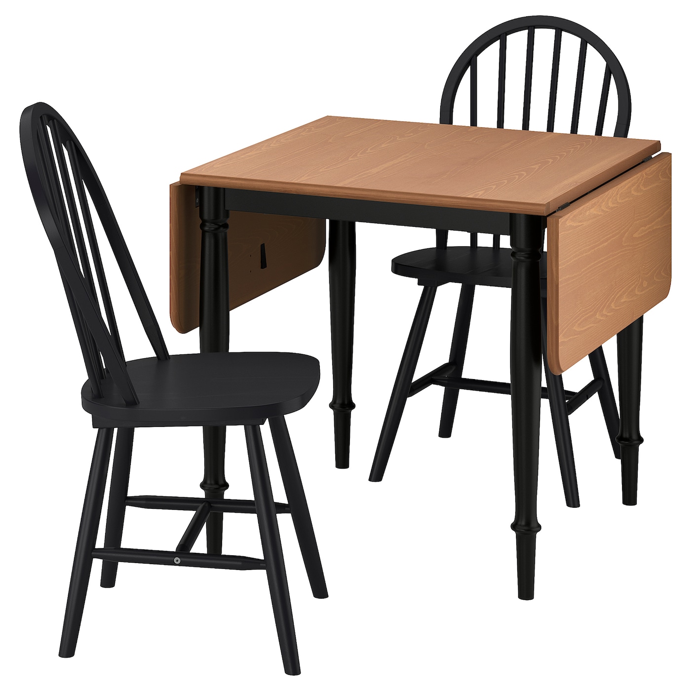 IKEA DANDERYD / SKOGSTA stół i 2 krzesła, sosna czarny/czarny, 74x134/80 cm