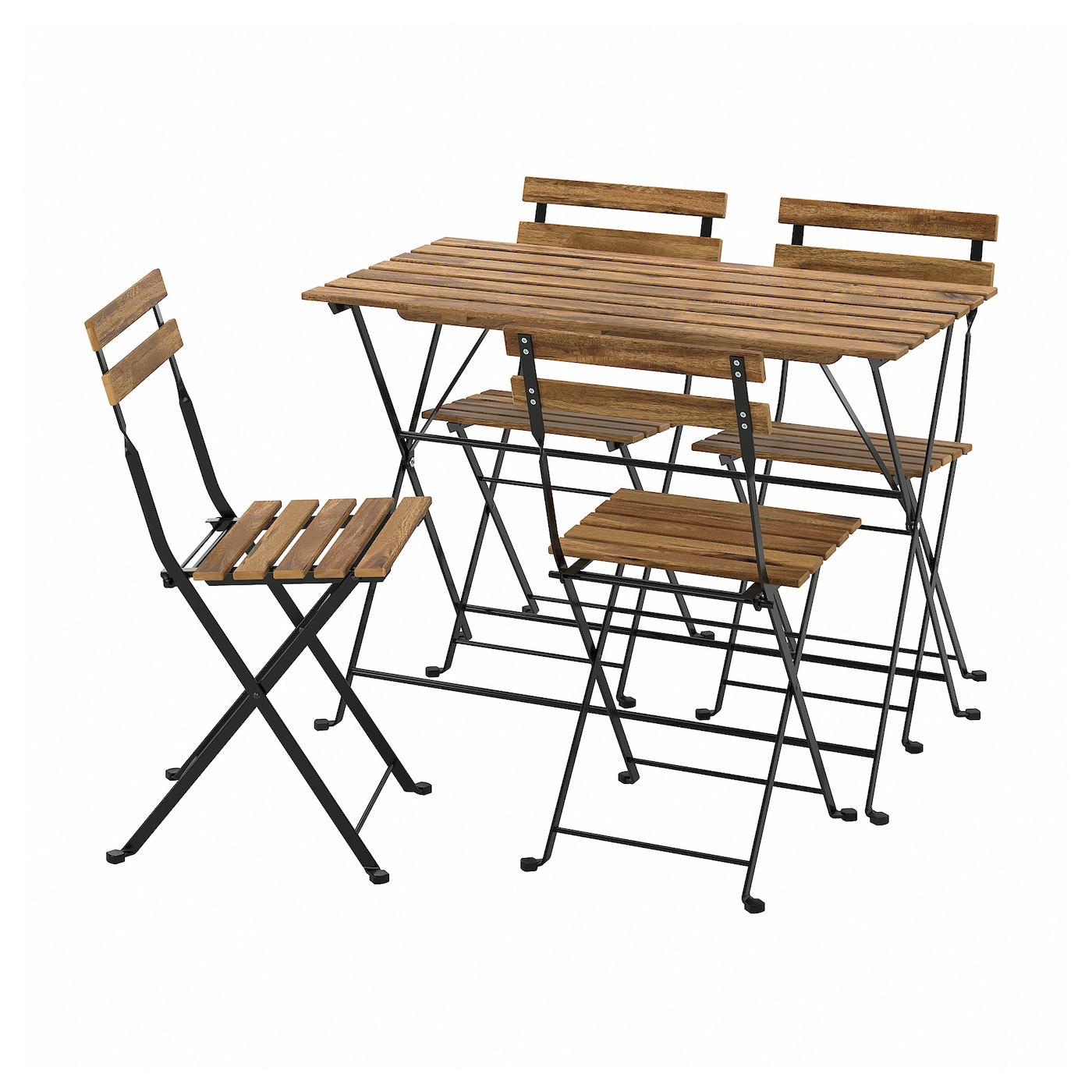 IKEA TÄRNÖ stół+4 krzeseł, na zewnątrz, Tärnö czarny/bejca jasnobrązowa