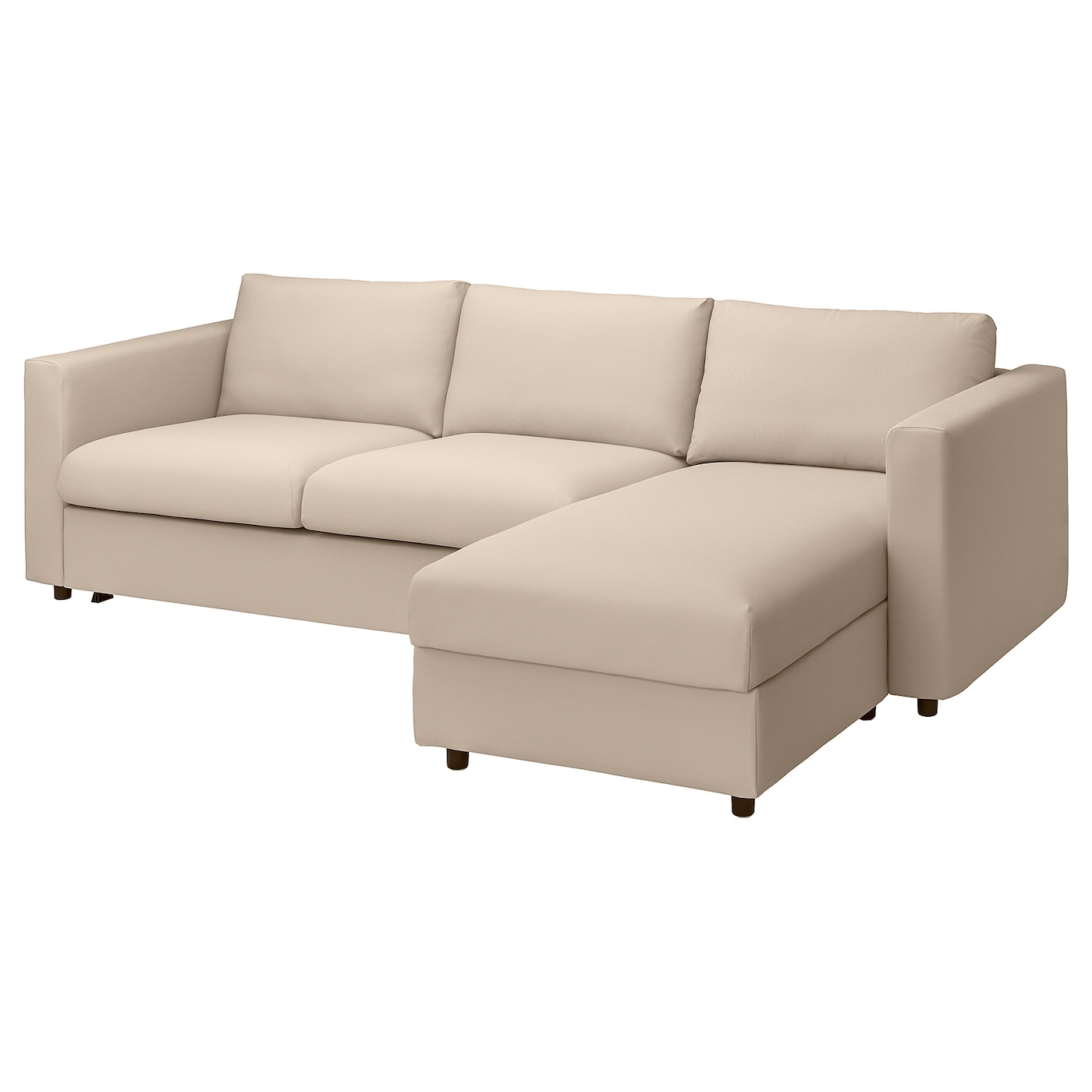 IKEA VIMLE 3-os sofa rozkładana z szezlongiem, Hallarp beżowy, Wysokość łóżka: 53 cm