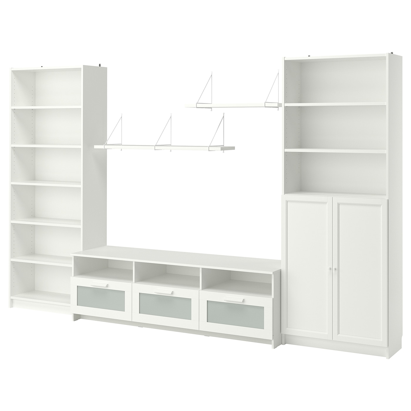 IKEA BILLY / BRIMNES szafka pod TV, biały, 340x41x202 cm