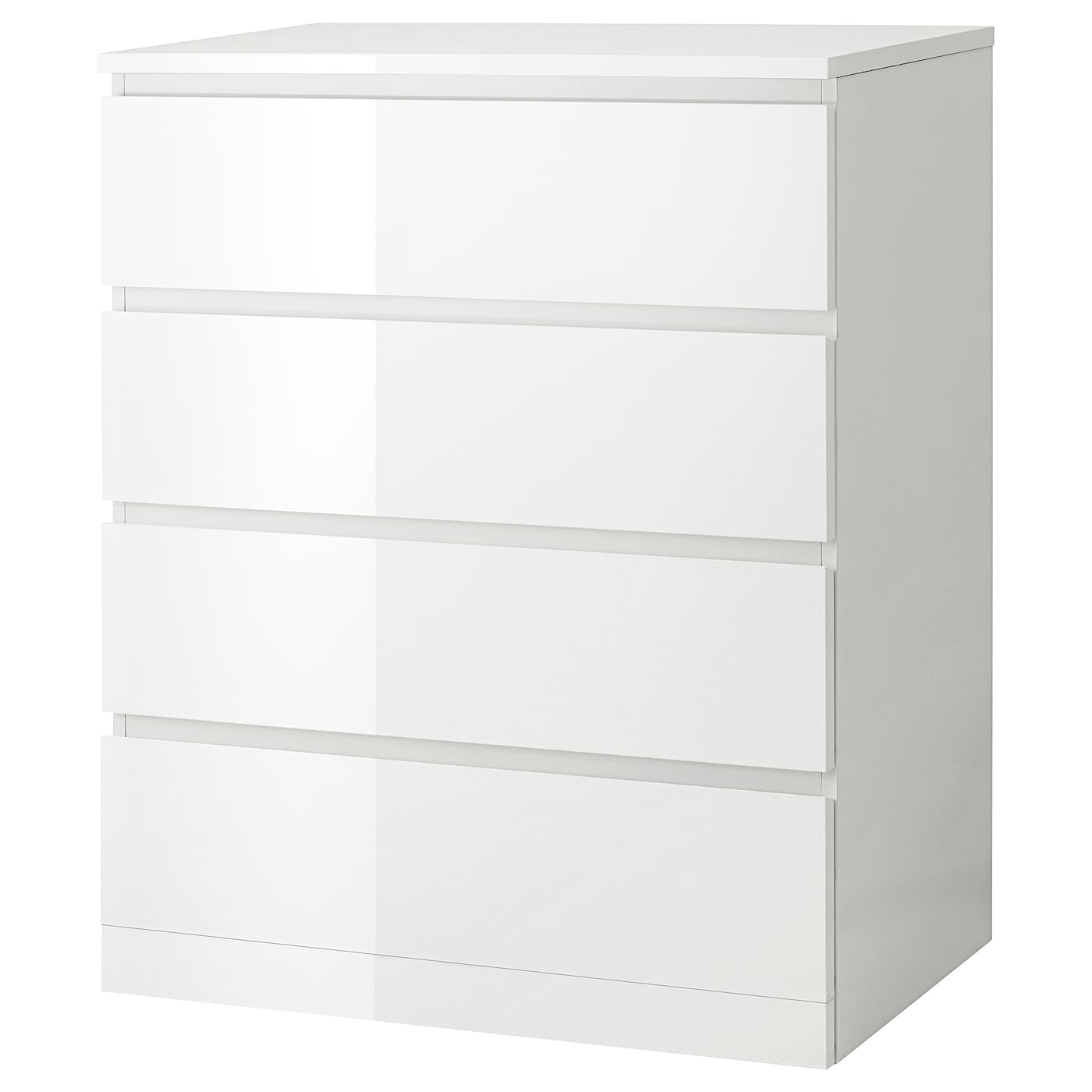 IKEA MALM komoda, 4 szuflady, połysk biały, 80x100 cm