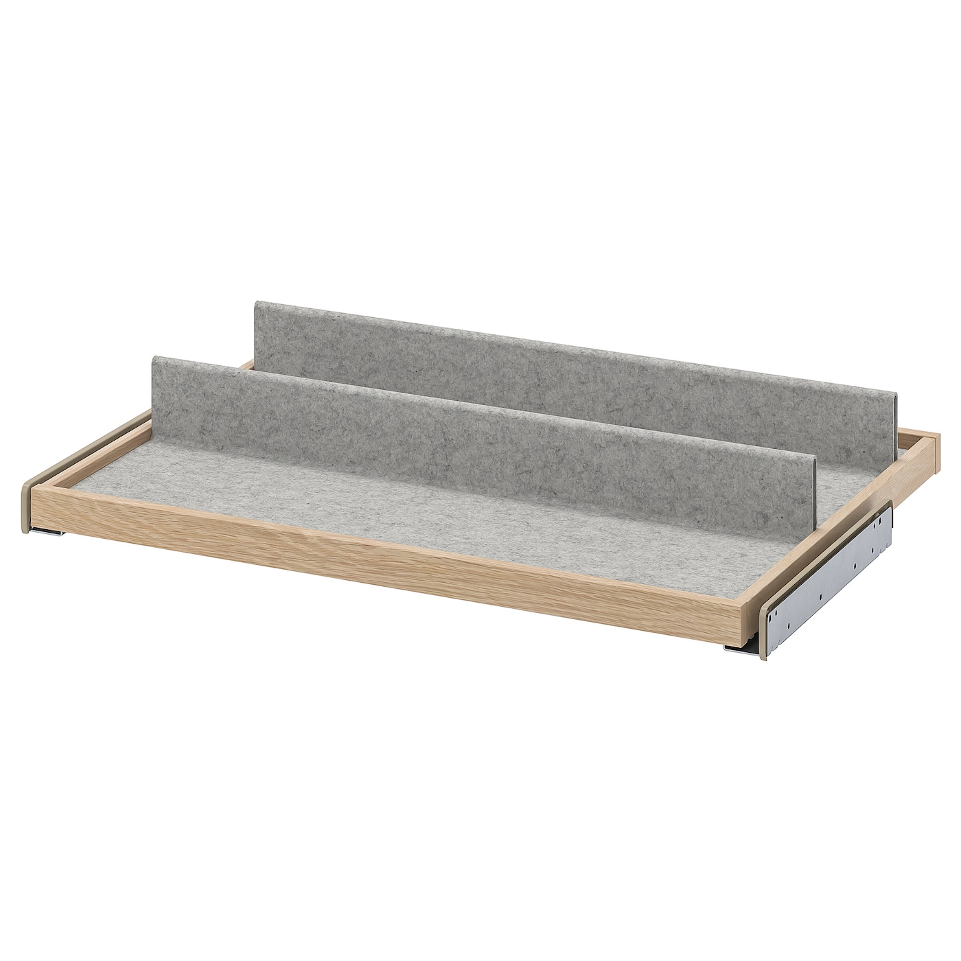 IKEA KOMPLEMENT wysuwana taca z wkładem na buty, imitacja dębu bejcowanego na biało/jasnoszary, 75x58 cm