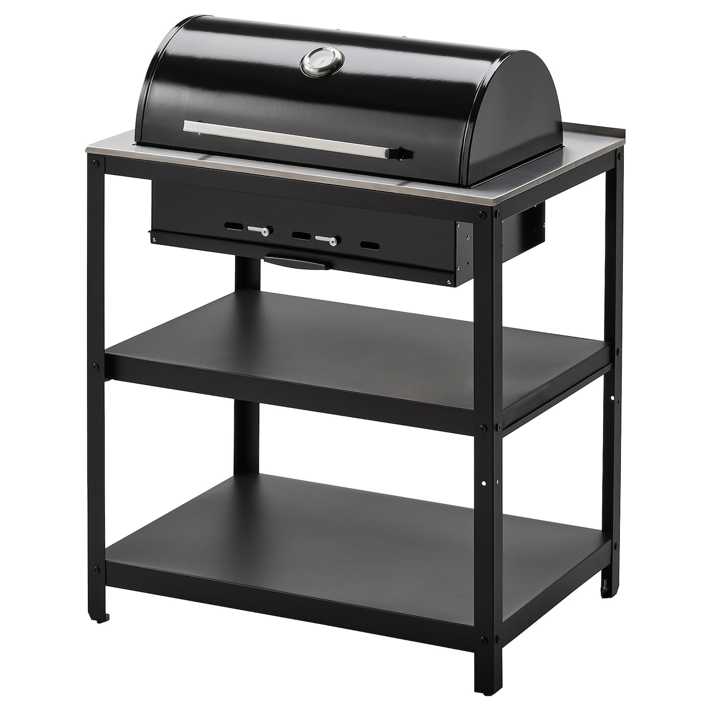 IKEA GRILLSKÄR grill węglowy, czarny/stal nierdz zewnętrzne, 86x61 cm