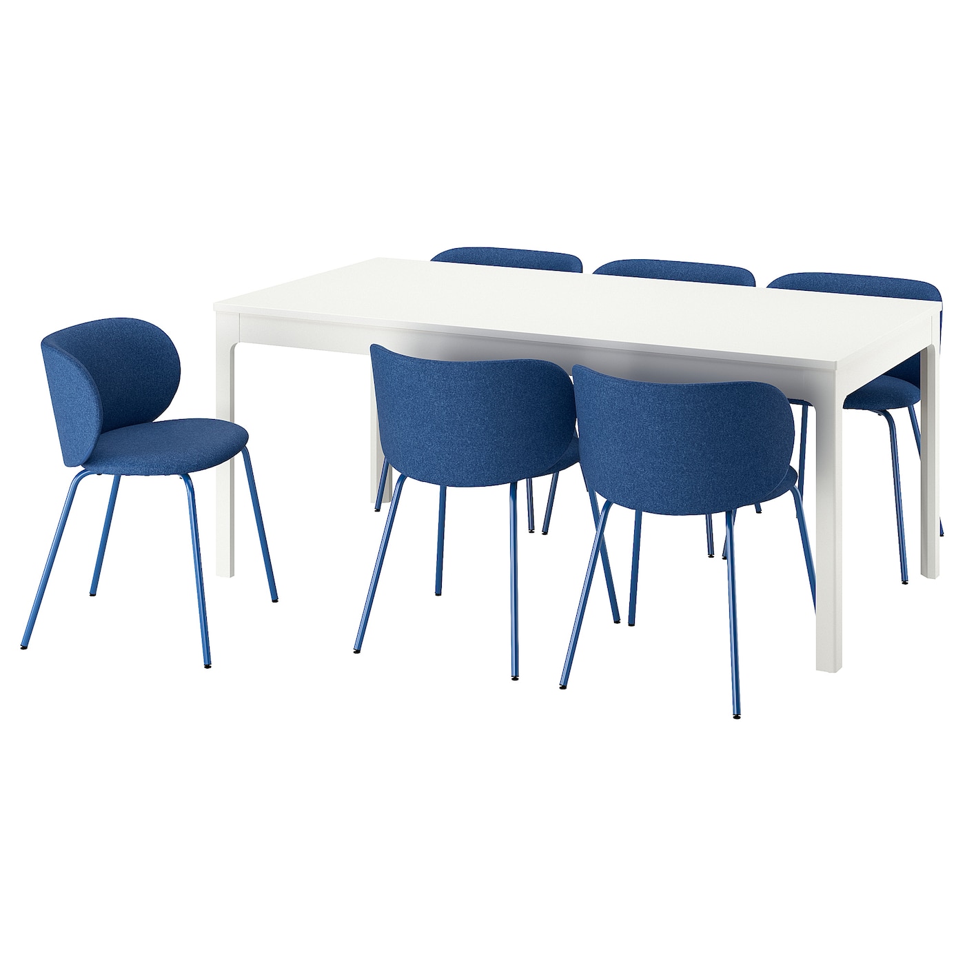 IKEA EKEDALEN / KRYLBO stół i 6 krzeseł, biały/Tonerud niebieski, 180/240 cm