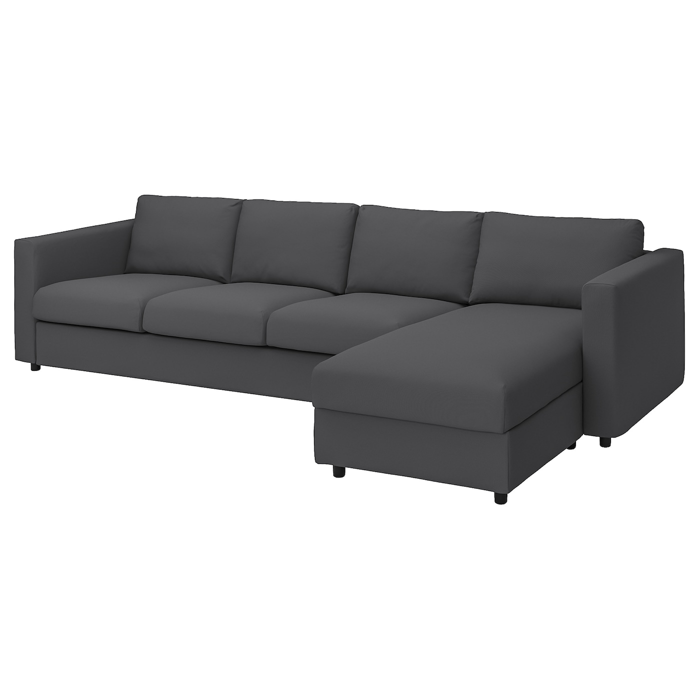 IKEA VIMLE sofa 4-osobowa z szezlongiem, Hallarp szary, Wysokość z poduchami oparcia: 83 cm