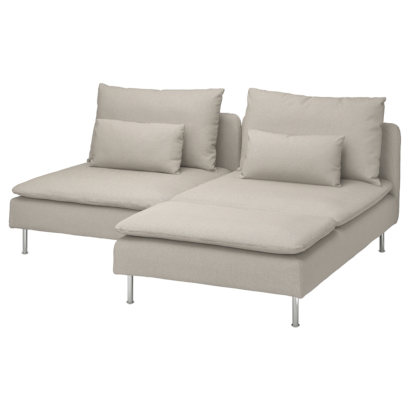 IKEA SÖDERHAMN Sofa 2-os. z leżanką, Fridtuna jasnobeżowy, Wysokość z poduchami oparcia: 83 cm