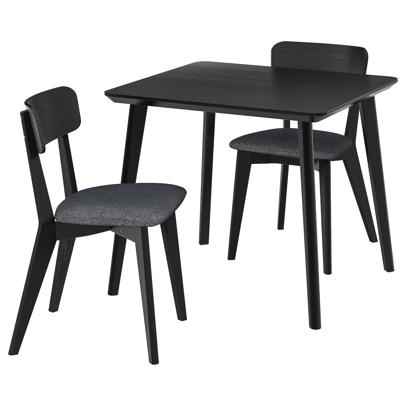 IKEA LISABO / LISABO stół i 2 krzesła, czarny/Tallmyra czarny/szary, 88x78 cm