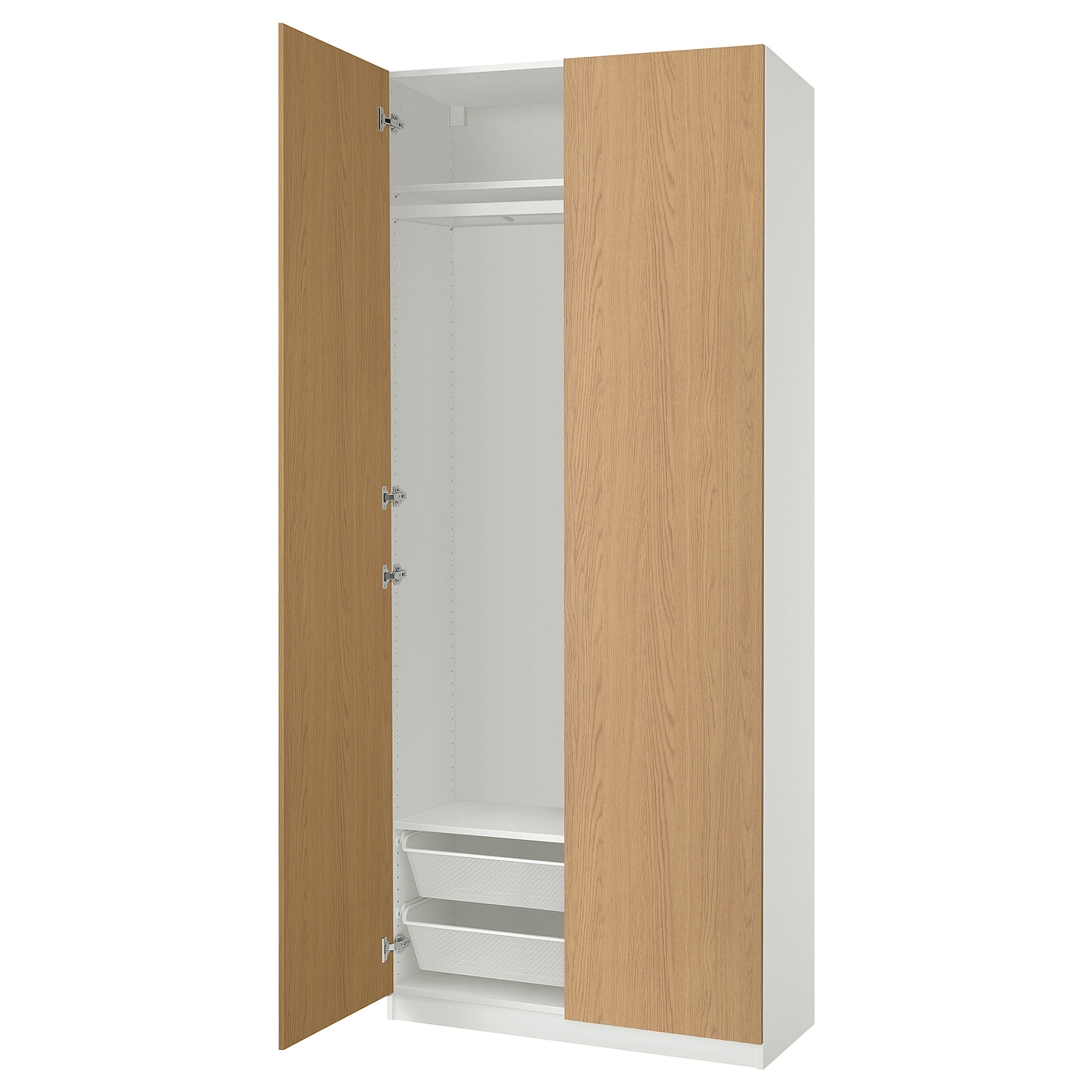 IKEA PAX / STORKLINTA kombinacja szafy, biały/imit. dębu, 100x38x236 cm