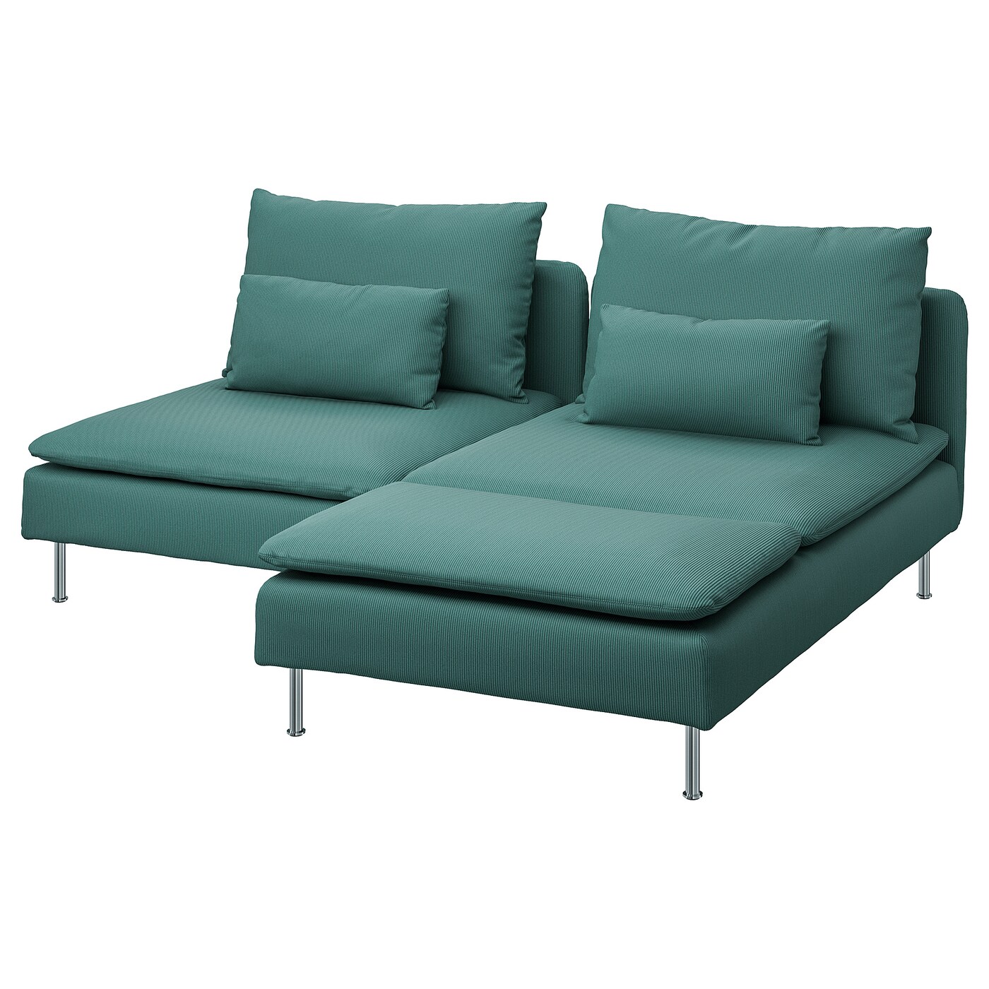 IKEA SÖDERHAMN Sofa 2-os. z leżanką, Kelinge szaroturkusowy, Wysokość z poduchami oparcia: 83 cm