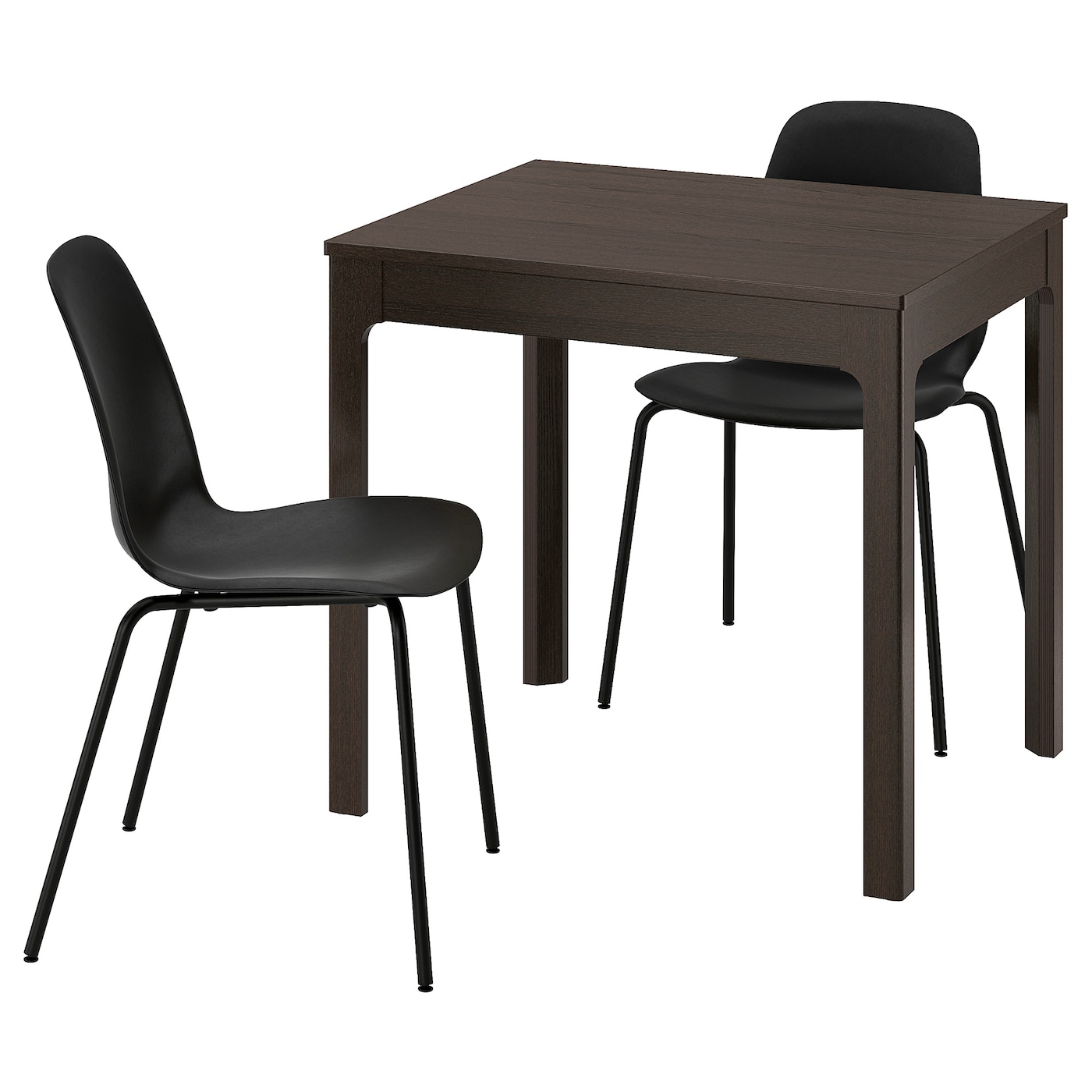 IKEA EKEDALEN / LIDÅS stół i 2 krzesła, ciemnobrązowy/czarny czarny, 80/120 cm