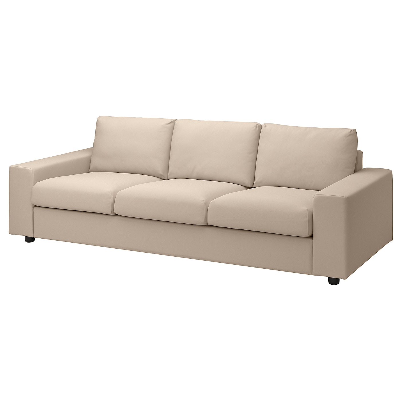 IKEA VIMLE sofa 3-osobowa, z szerokimi podłokietnikami/Hallarp beżowy, Wysokość z poduchami oparcia: 83 cm