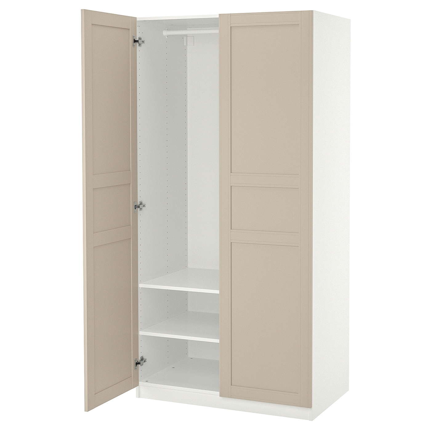 IKEA PAX / FLISBERGET szafa, biały/jasnobeżowy, 100x60x201 cm