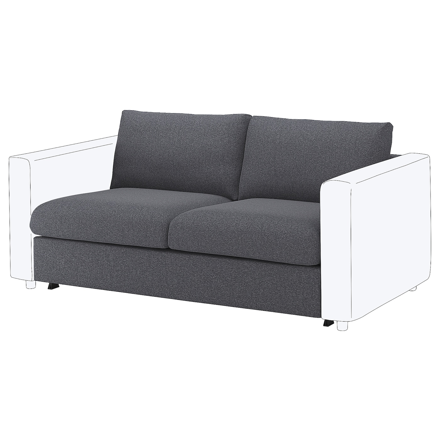 IKEA VIMLE sekcja 2-os sofa rozkładana, Gunnared średnioszary, Wysokość łóżka: 53 cm