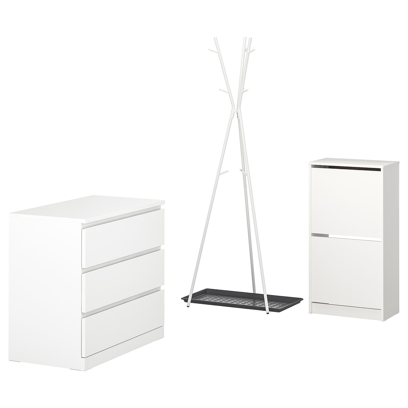 IKEA BISSA / EKRAR meble do przedpokoju, zestaw 4 szt, biały/szary