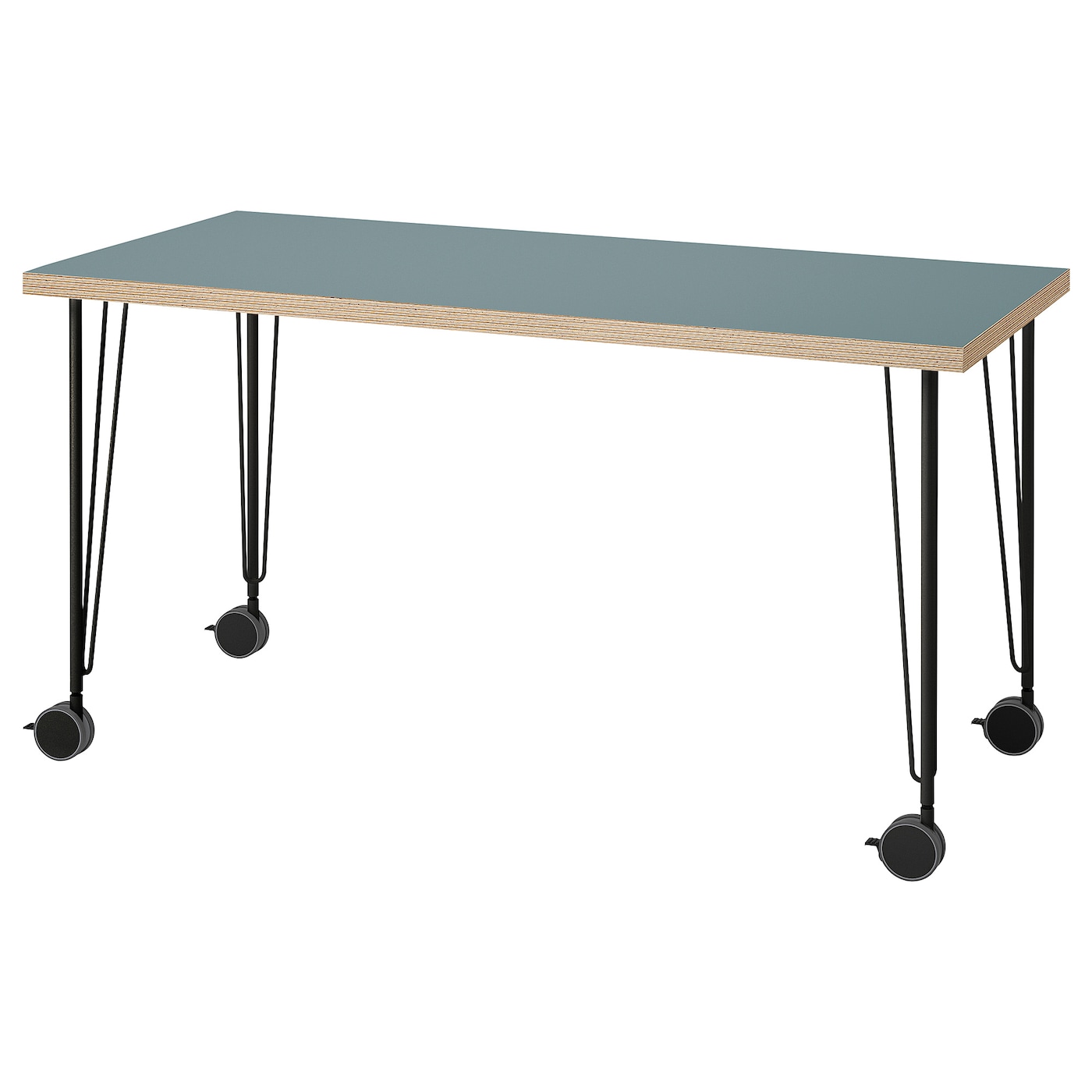 IKEA LAGKAPTEN / KRILLE biurko, szaroturkusowy/czarny, 140x60 cm
