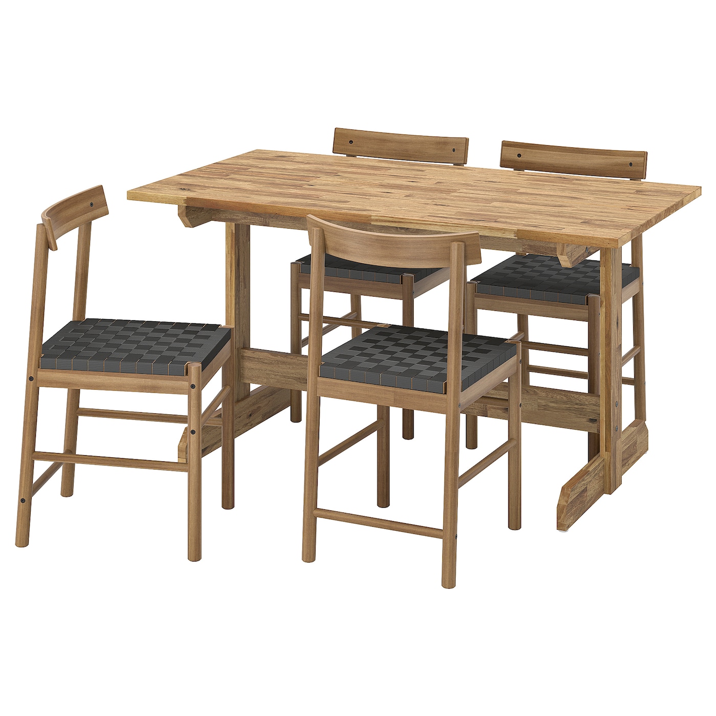 IKEA NACKANÄS / NACKANÄS stół i 4 krzesła, akacja/akacja, 140 cm