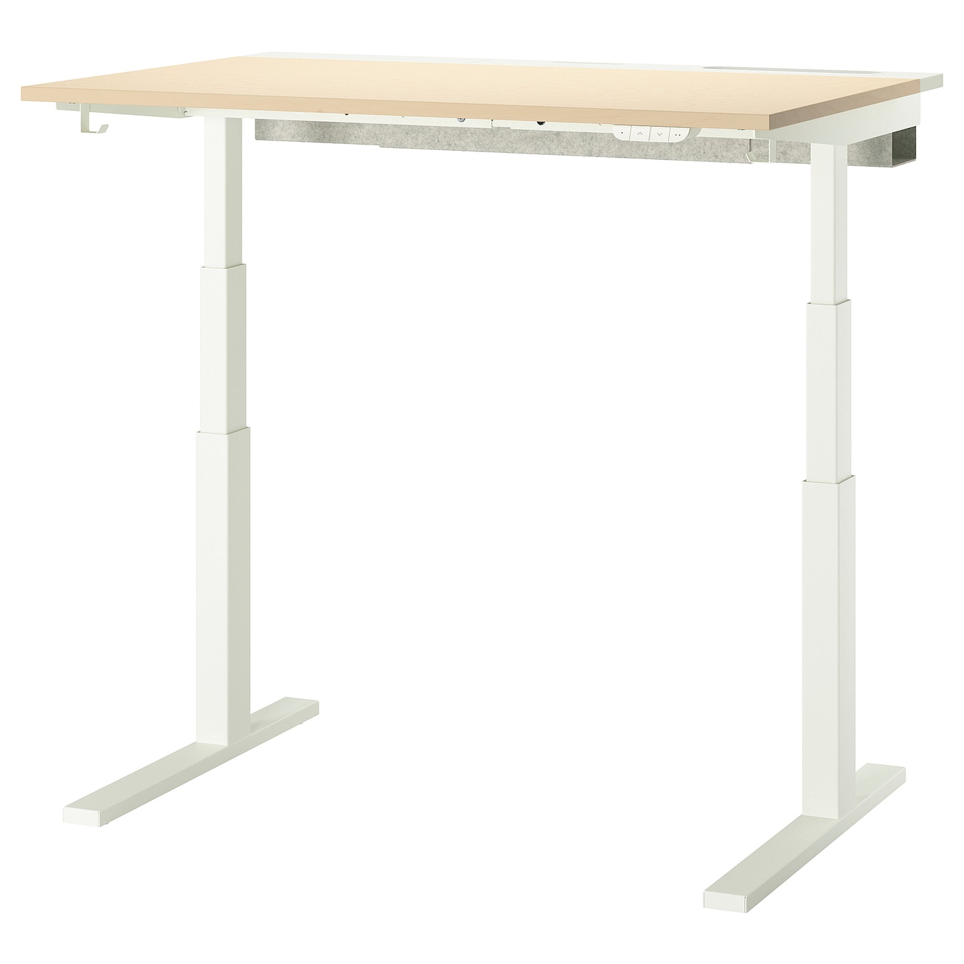 IKEA MITTZON biurko z regulacją wysokości, elektryczny okl brzoz/biały, 120x80 cm