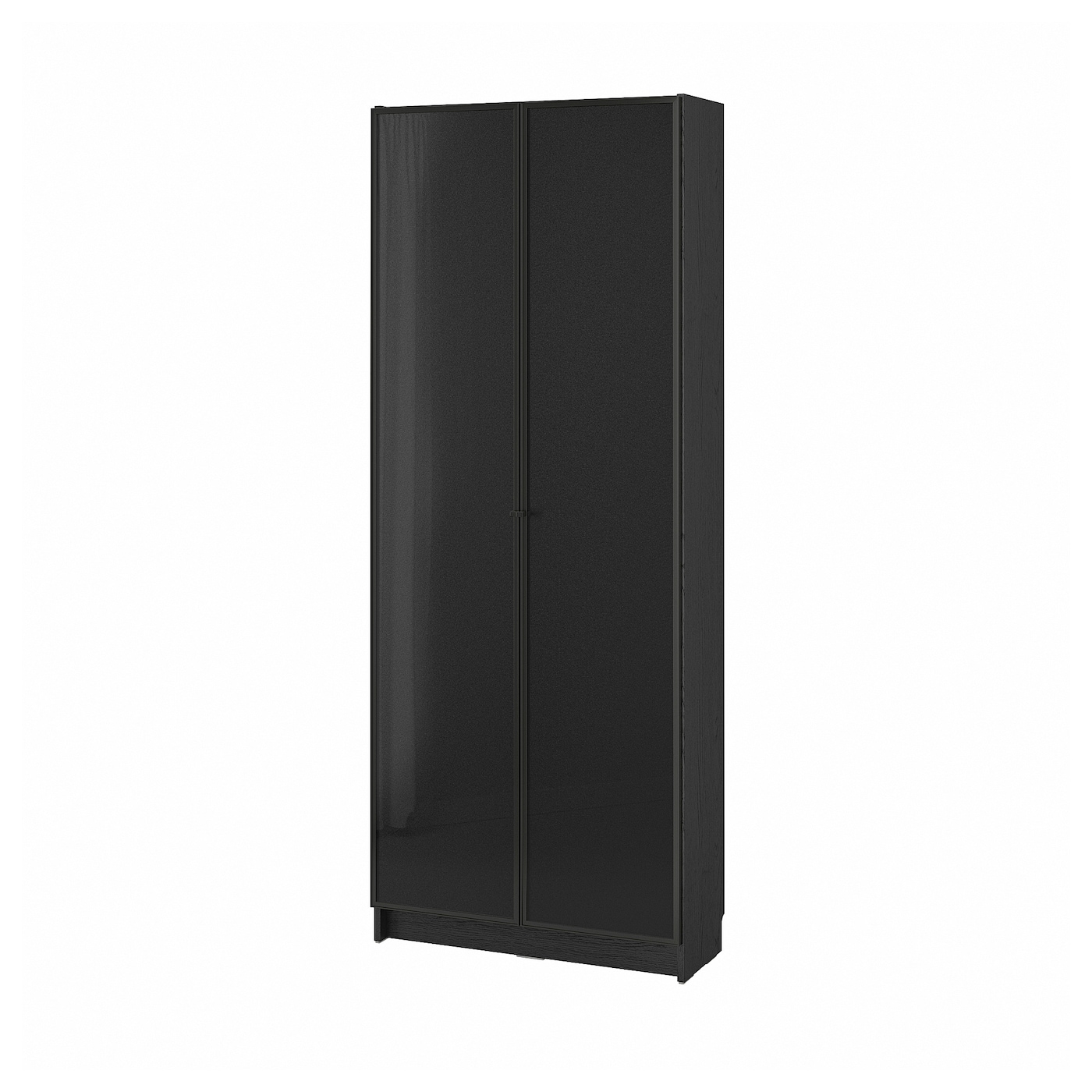 IKEA BILLY / HÖGBO regał na książki szklane drzwi, czarny imit. dębu, 80x30x202 cm