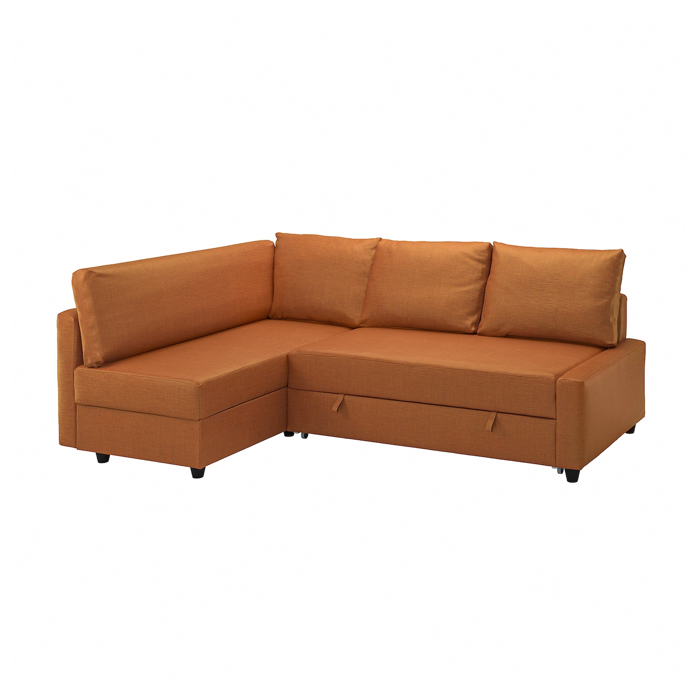 IKEA FRIHETEN / KLAGSHAMN narożnik z funkcją spania, Faringe brązowopomarańczowy, Głębokość: 151 cm