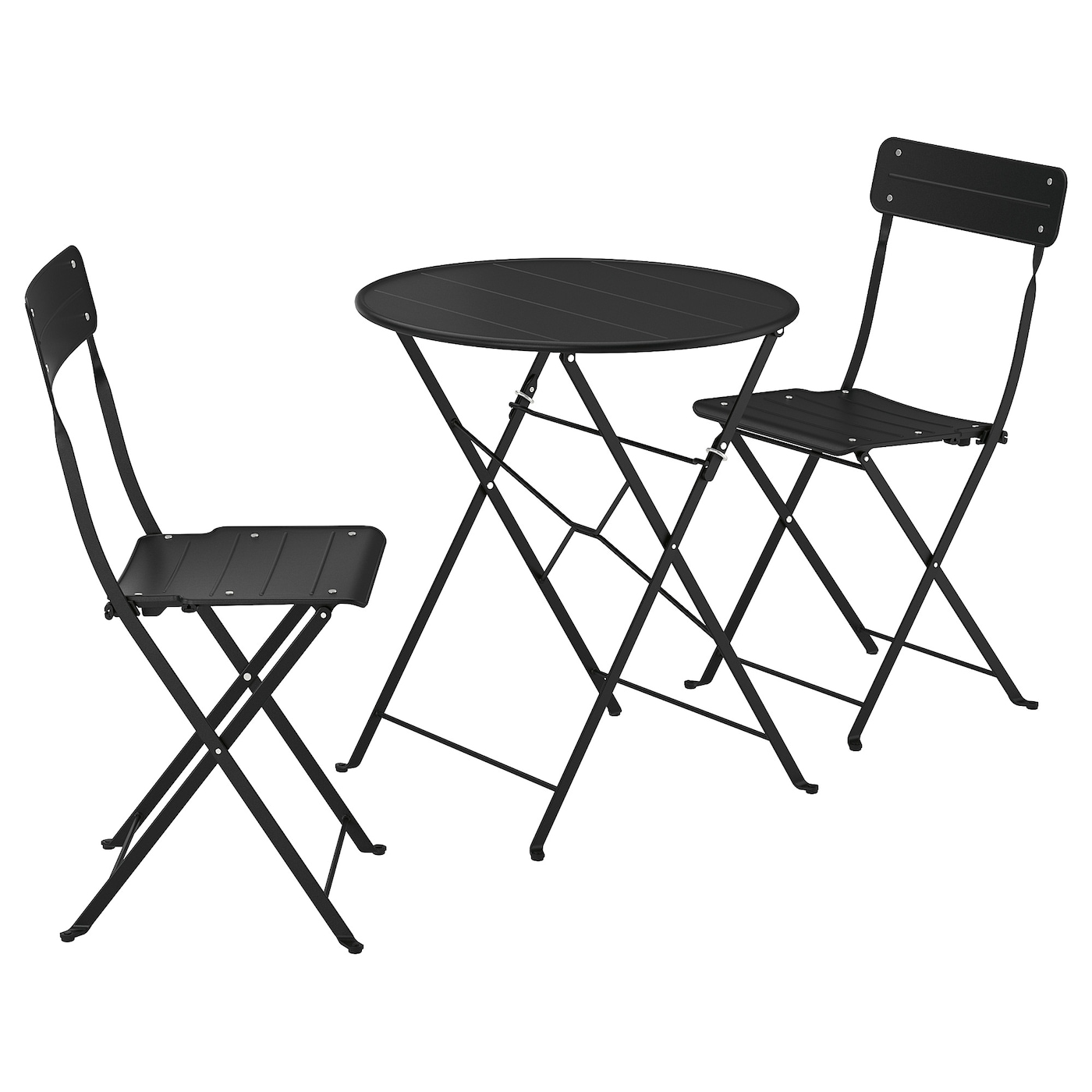 IKEA SUNDSÖ stół i 2 składane krzesła, zewnętrzne antracyt/antracyt, 65 cm