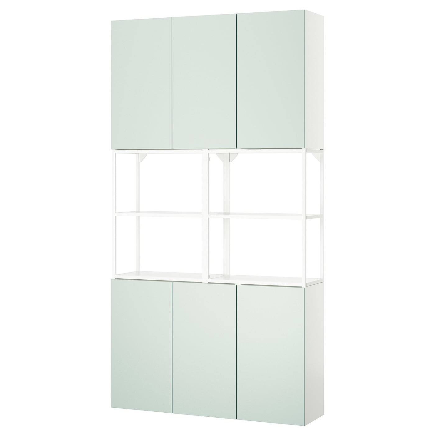IKEA ENHET regał, biały/blady szarozielony, 120x32x225 cm
