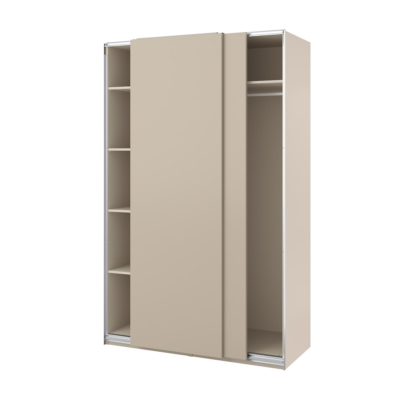 IKEA PAX / HASVIK szafa z przesuwanymi drzwiami, szarobeżowy/szarobeżowy, 150x66x236 cm
