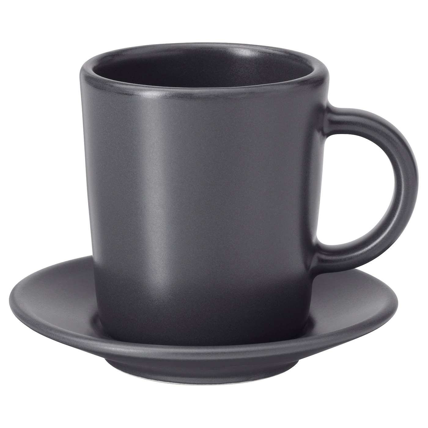 IKEA DINERA Filiżanka ze spodkiem do espresso, ciemnoszary, 9 cl