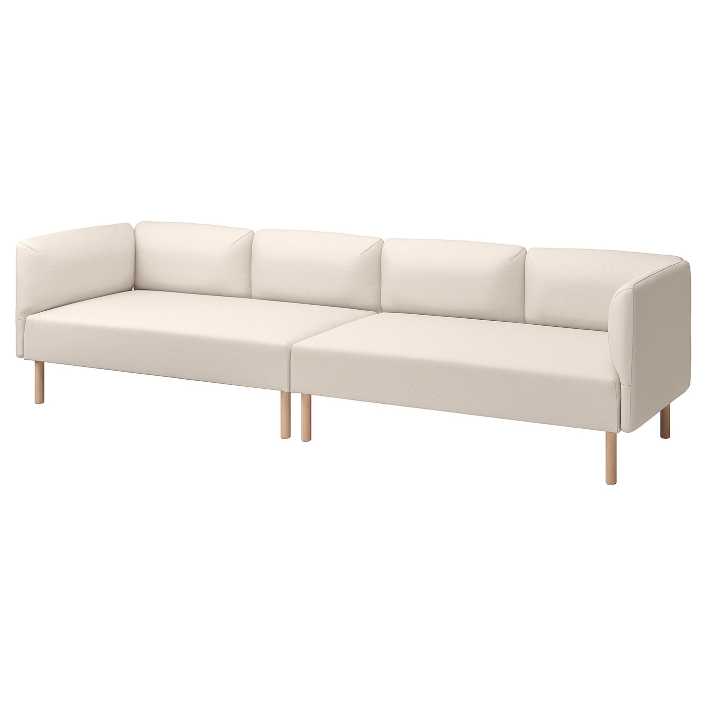 IKEA LILLEHEM 4-osobowa sofa modułowa, Vissle/beżowy drewno, Głębokość: 76 cm