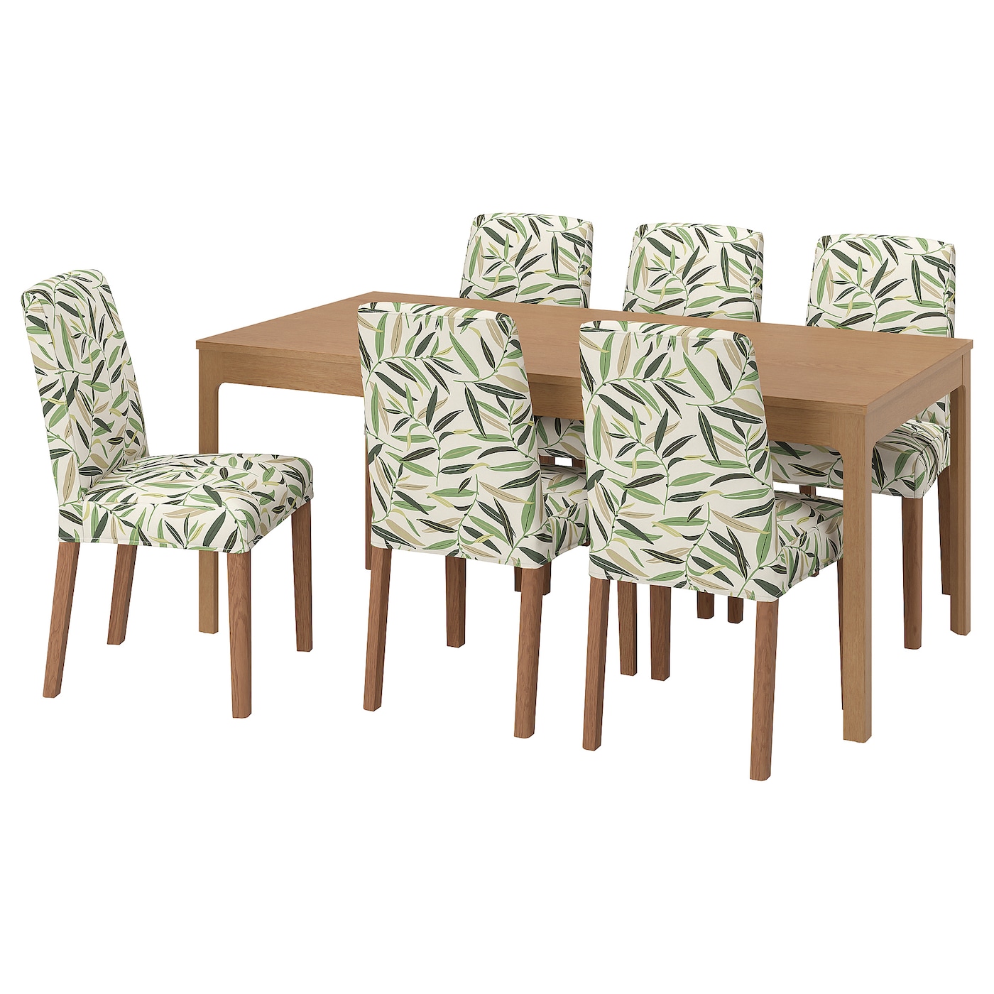 IKEA EKEDALEN / BERGMUND stół i 6 krzeseł, imit. dębu/Fågelfors wielobarwny, 180/240 cm