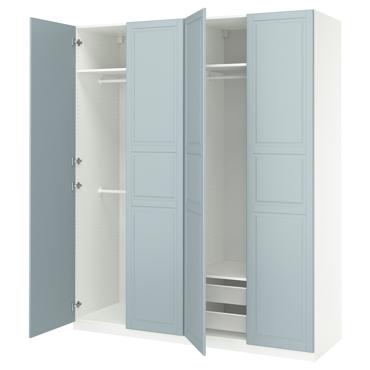 IKEA PAX / FJÄREHALS kombinacja szafy, biały/jasny szaroniebieski, 200x60x236 cm