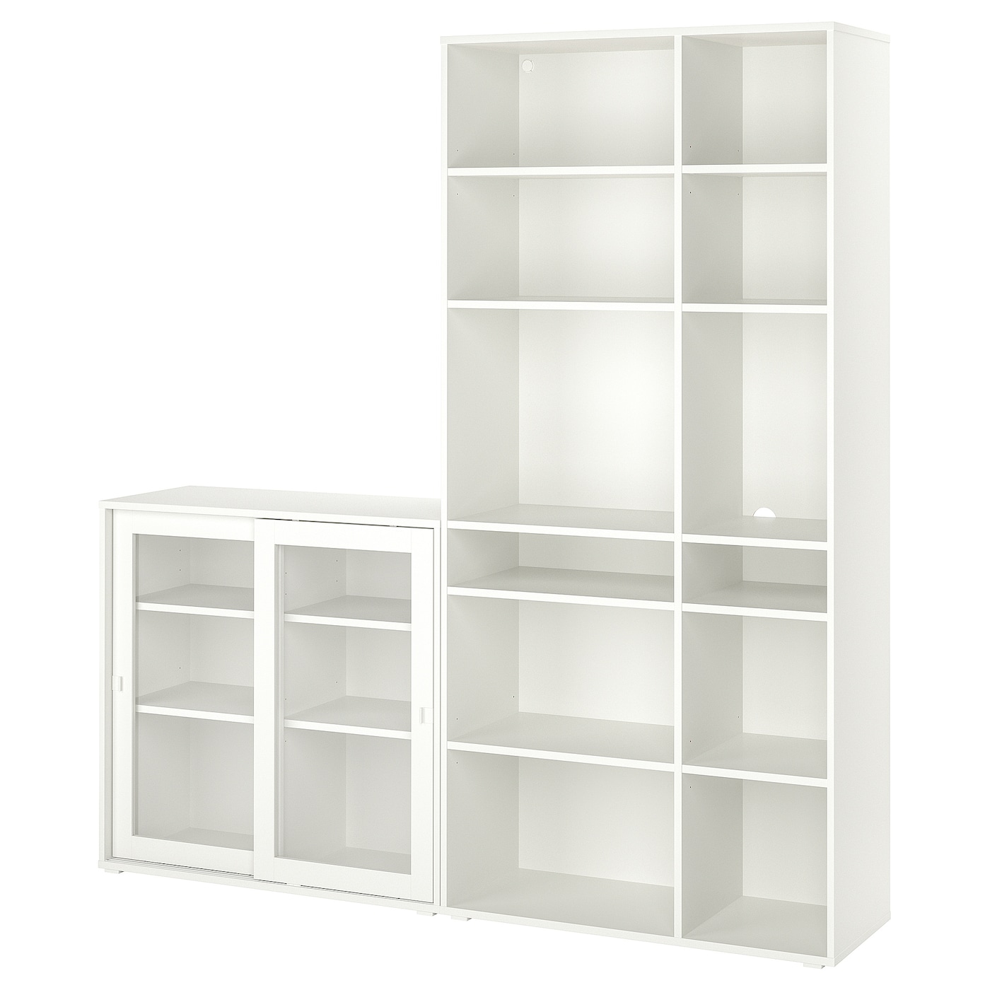 IKEA VIHALS regał/szklane drzwi, biały/szkło bezbarwne, 190x37x200 cm