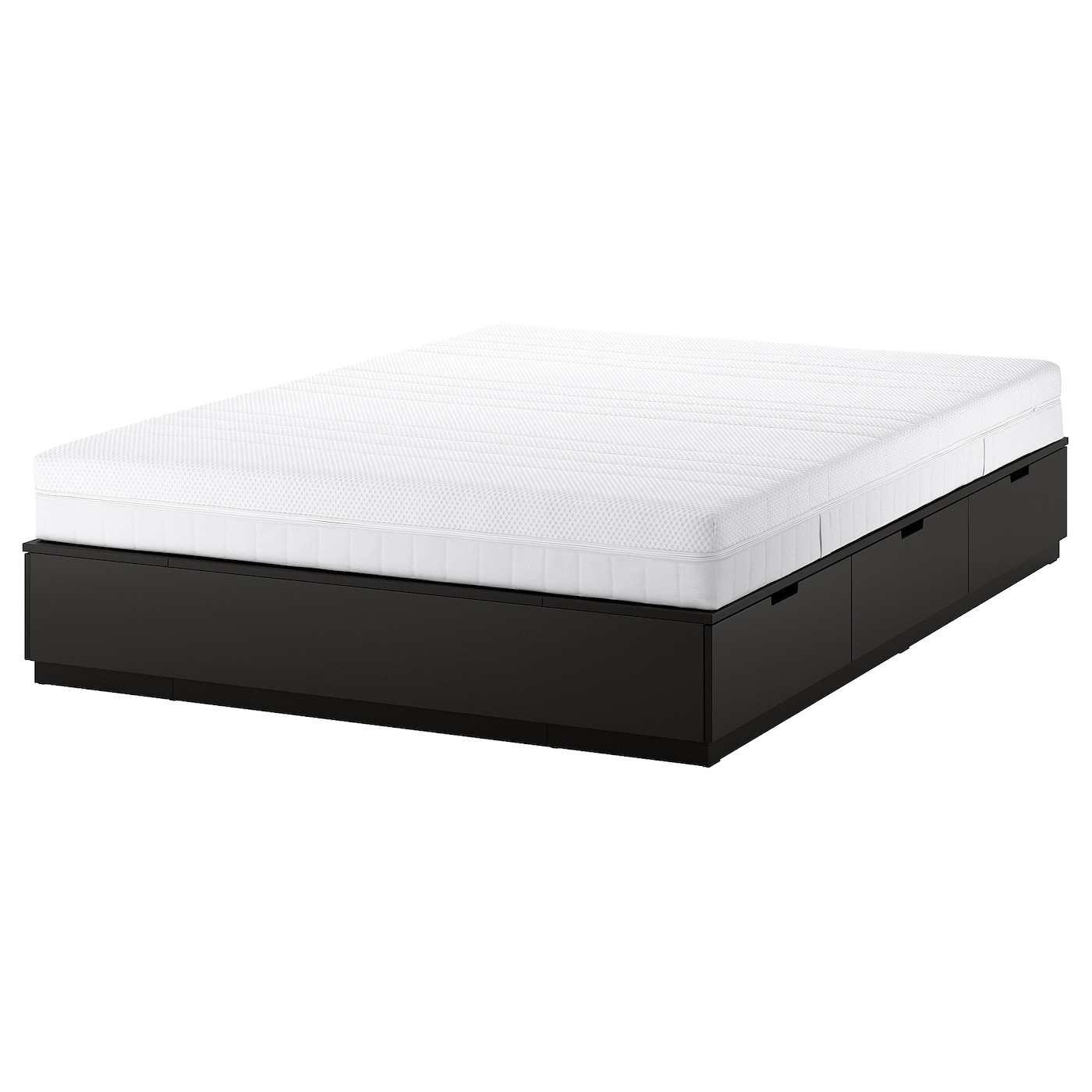 IKEA NORDLI rama łóżka z pojemnik i materacem, antracyt, 140x200 cm