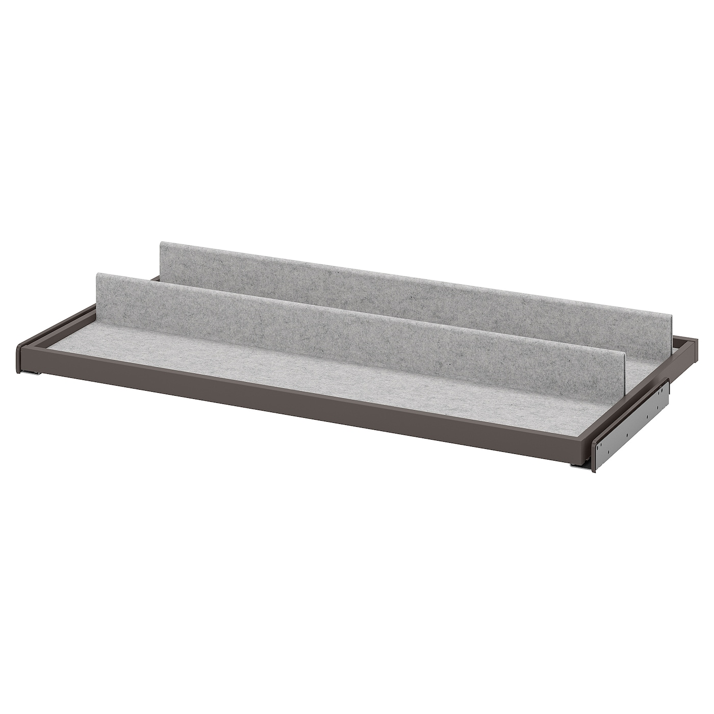 IKEA KOMPLEMENT wysuwana taca z wkładem na buty, ciemnoszary/jasnoszary, 100x58 cm