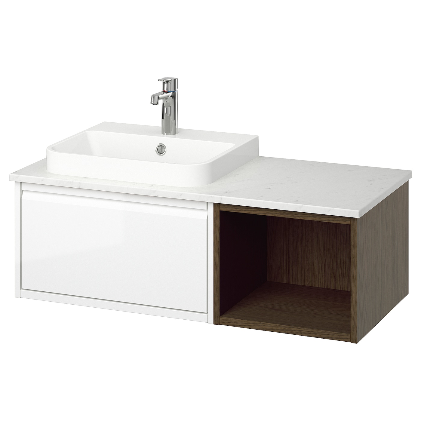 IKEA ÄNGSJÖN / BACKSJÖN szafka pod umyw/umywalka/bateria, połysk biały, 102x49x41 cm