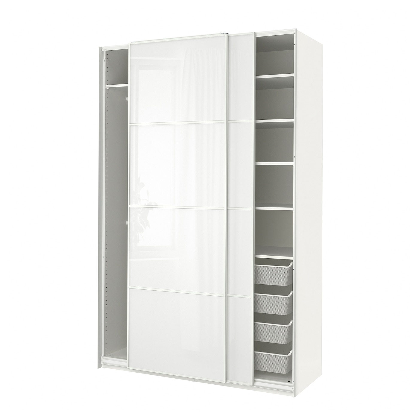 IKEA PAX / FÄRVIK kombinacja szafy, biały/białe szkło, 150x66x236 cm