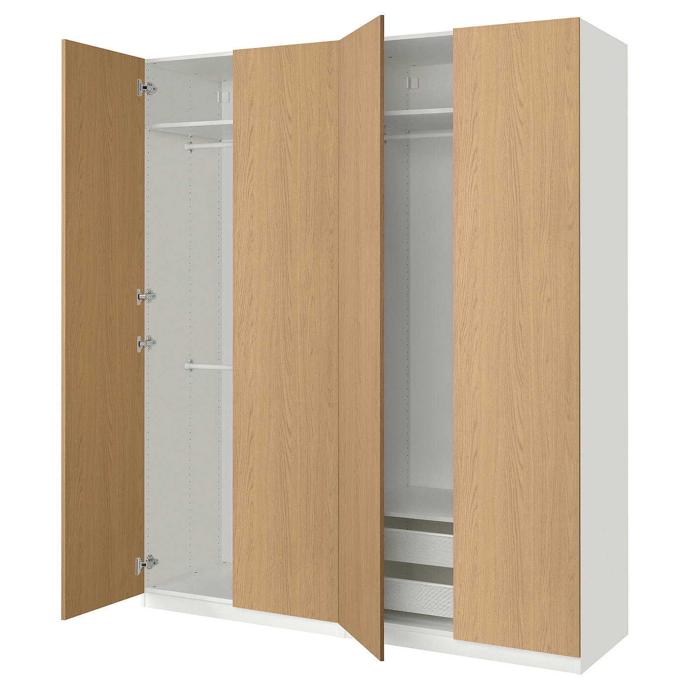 IKEA PAX / STORKLINTA kombinacja szafy, biały/imit. dębu, 200x60x236 cm