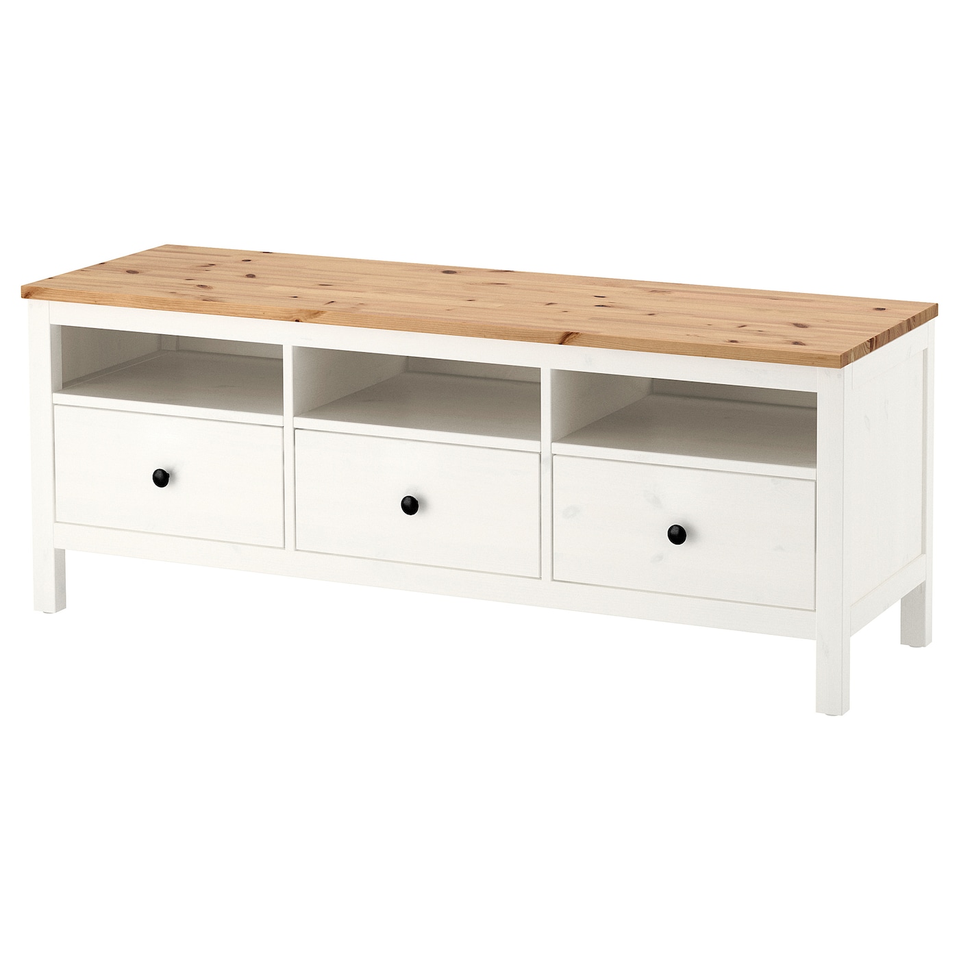 IKEA HEMNES szafka pod TV, biała bejca/jasnobrązowy, 148x47x57 cm