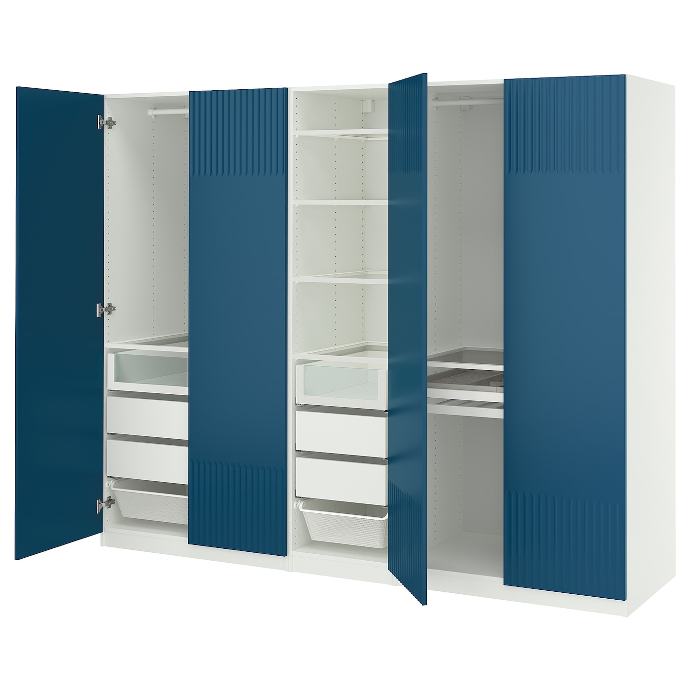 IKEA PAX / FYRUDDEN kombinacja szafy, biały/niebieski, 250x60x201 cm