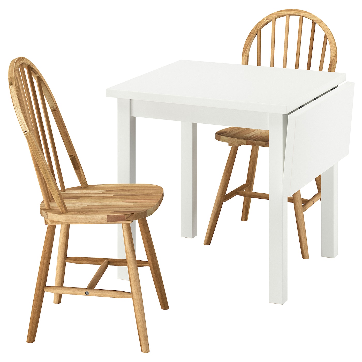 IKEA NORDVIKEN / SKOGSTA stół i 2 krzesła, biały/akacja, 74/104 cm