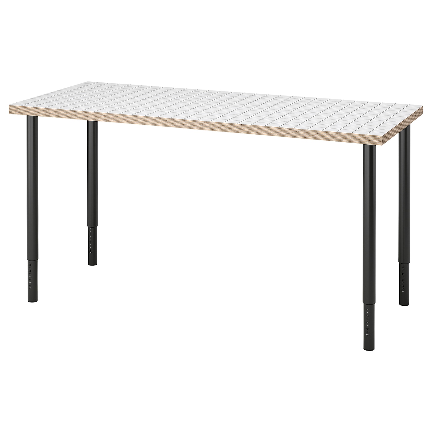 IKEA LAGKAPTEN / OLOV biurko, biały antracyt/czarny, 140x60 cm