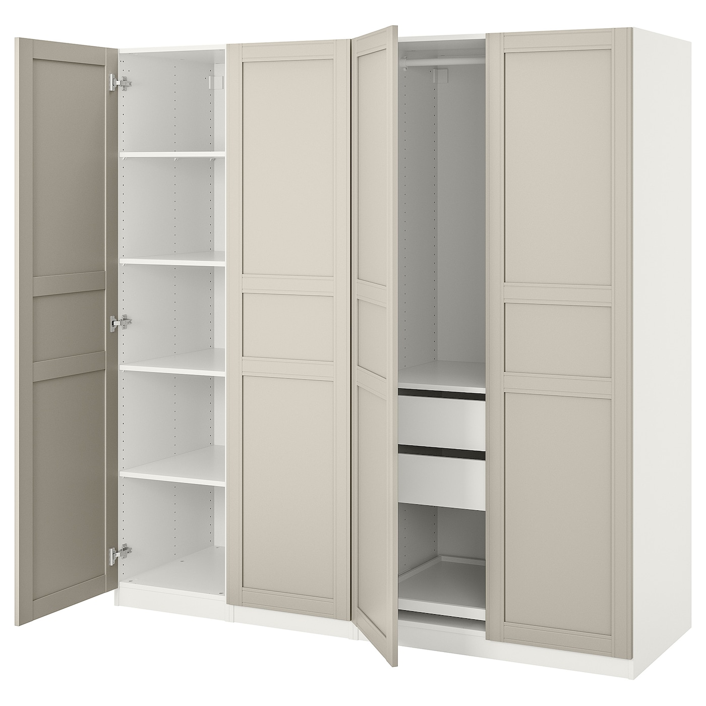 IKEA PAX / FLISBERGET szafa, biały/jasnobeżowy, 200x60x201 cm