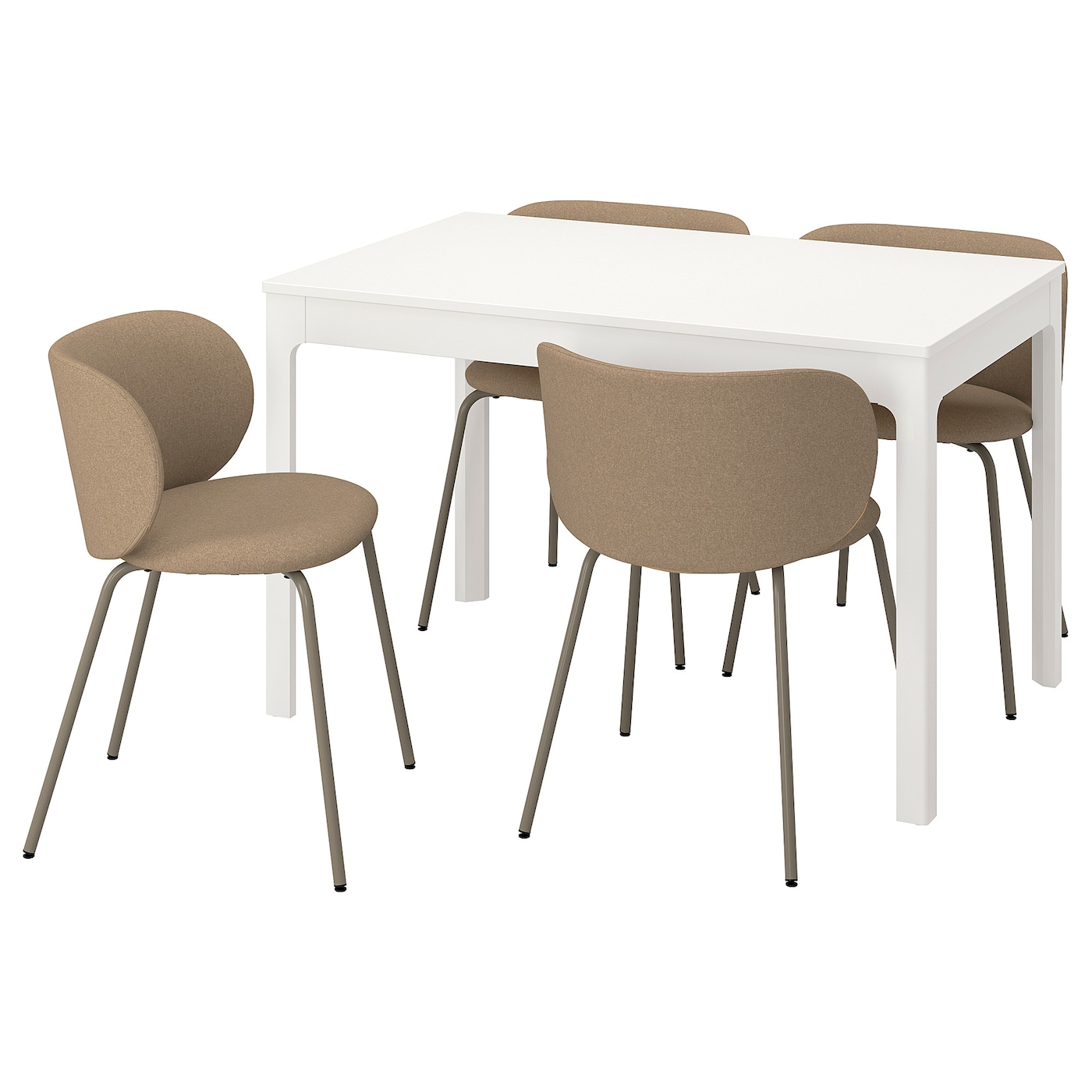IKEA EKEDALEN / KRYLBO stół i 4 krzesła, biały/Tonerud ciemny beż, 120/180 cm