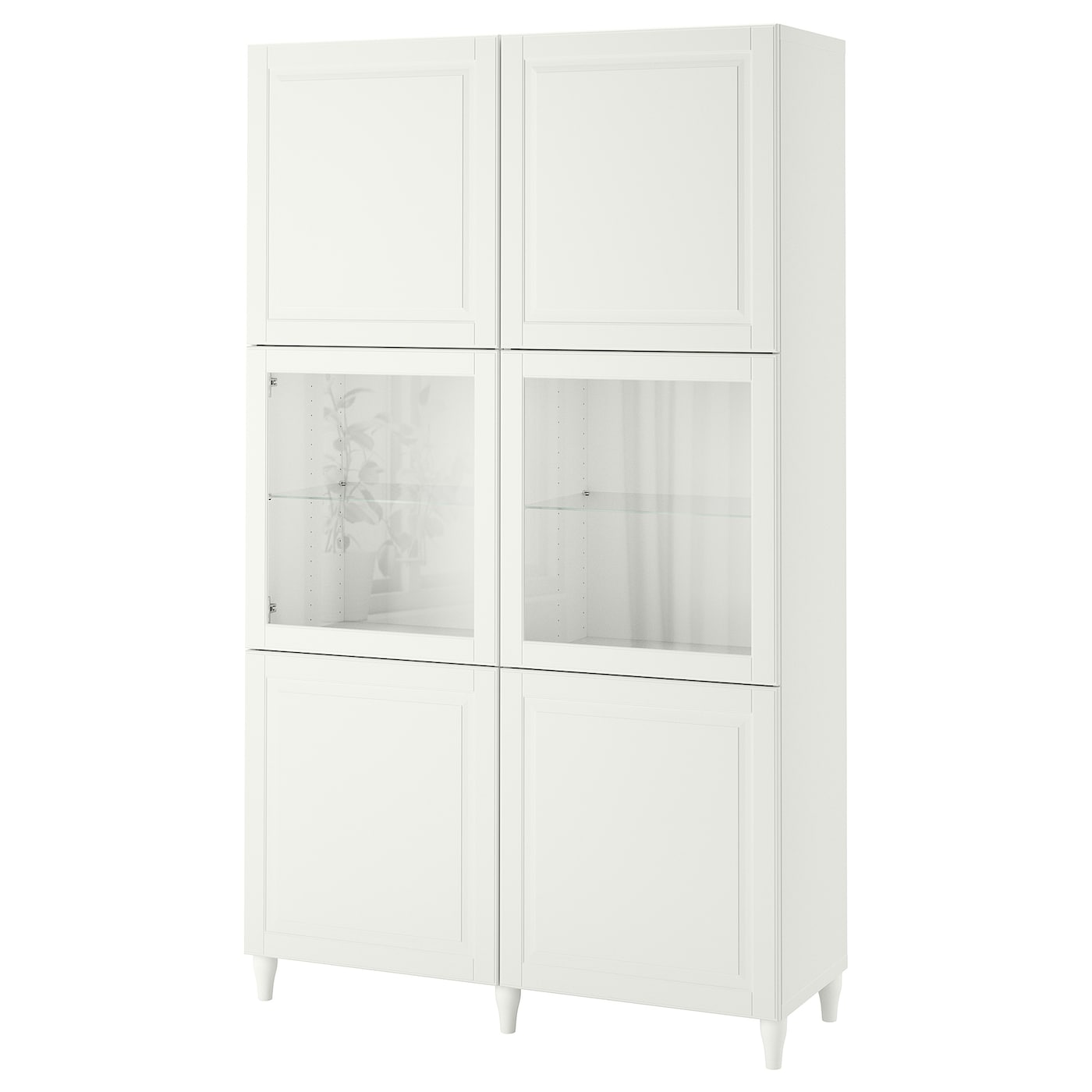 IKEA BESTÅ regał/szklane drzwi, biały Smeviken/Ostvik białe szkło przezroczyste, 120x42x202 cm