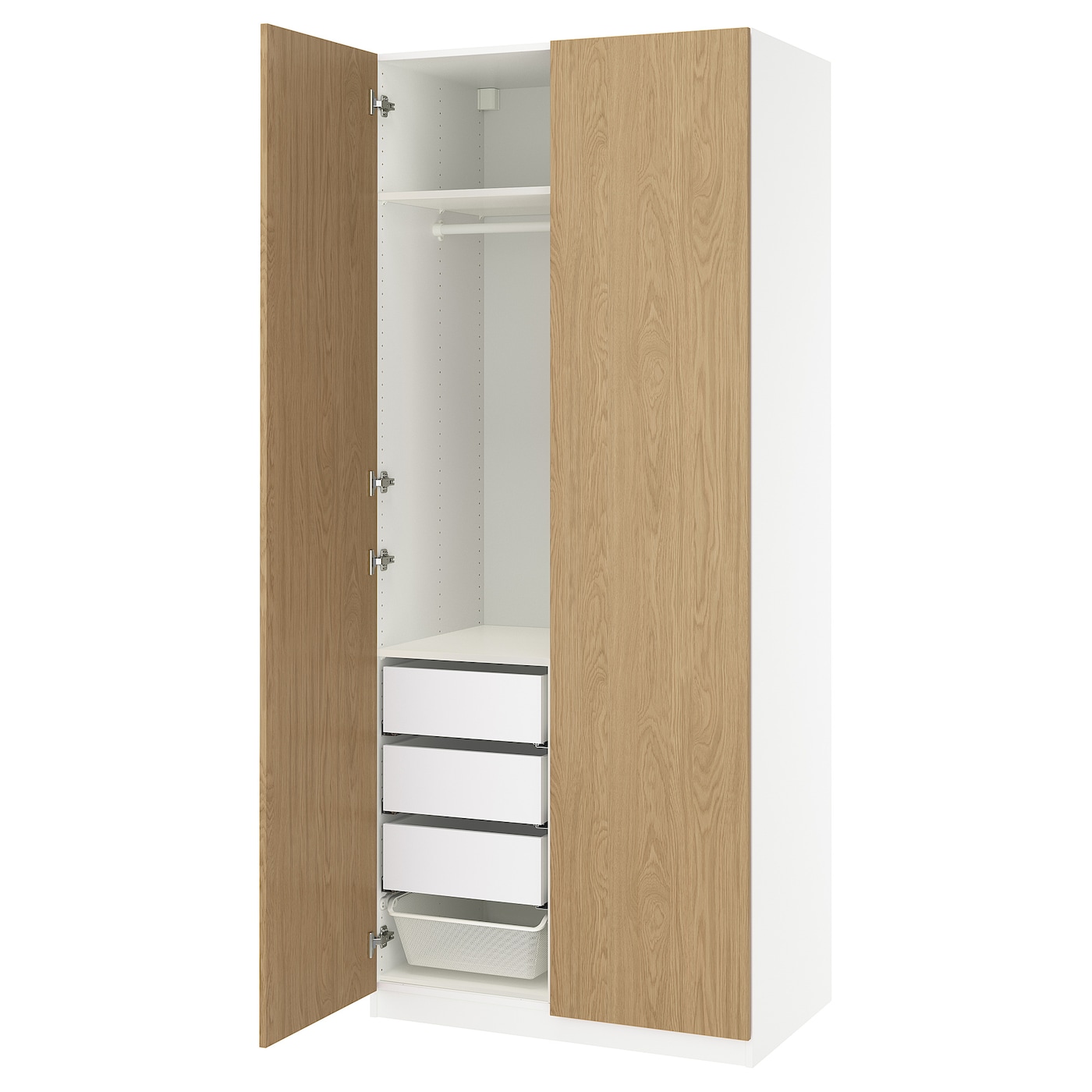IKEA PAX / STORKLINTA kombinacja szafy, biały/imit. dębu, 100x60x236 cm
