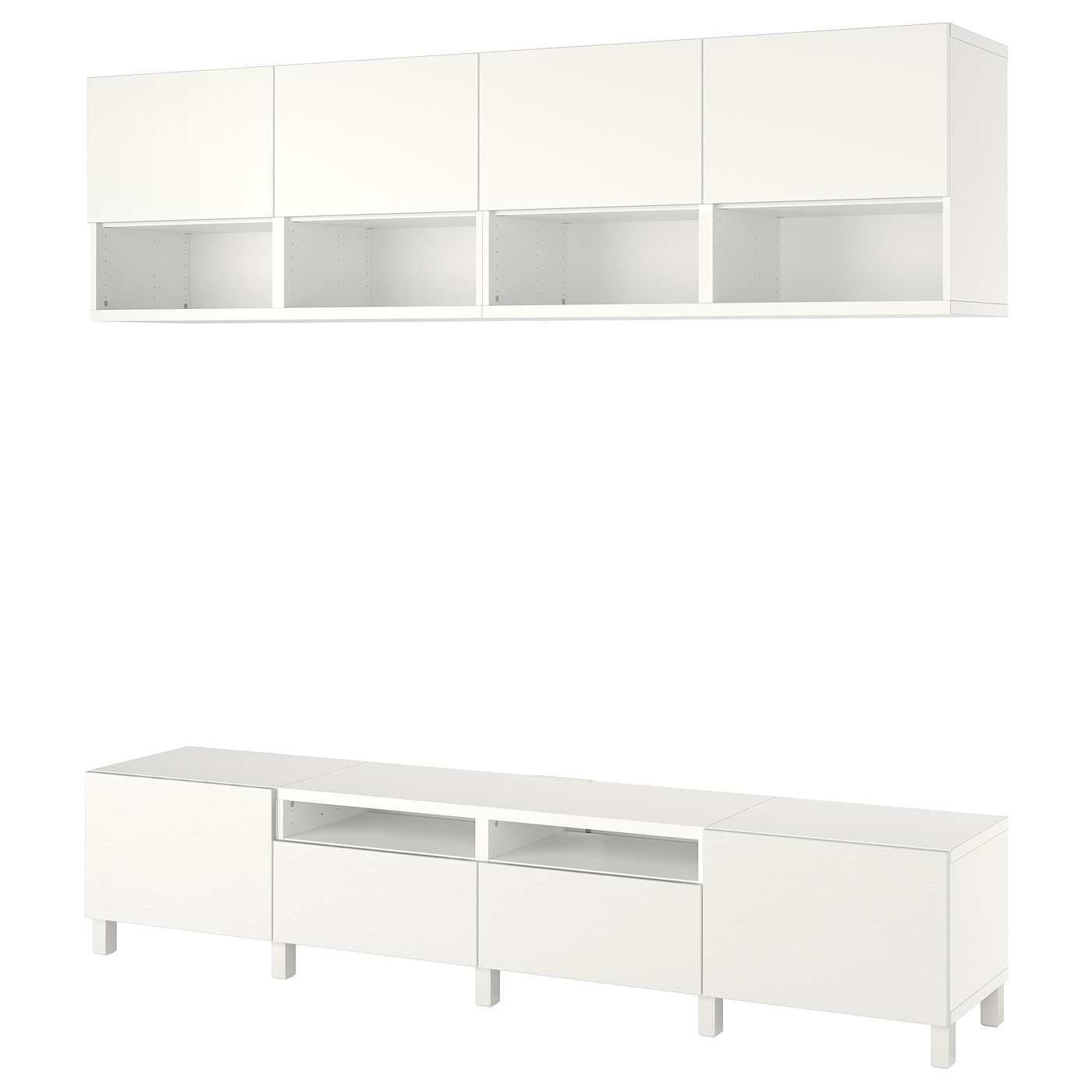 IKEA BESTÅ szafka pod TV, biały Laxviken/Lappviken/Stubbarp biały, 240x42x230 cm