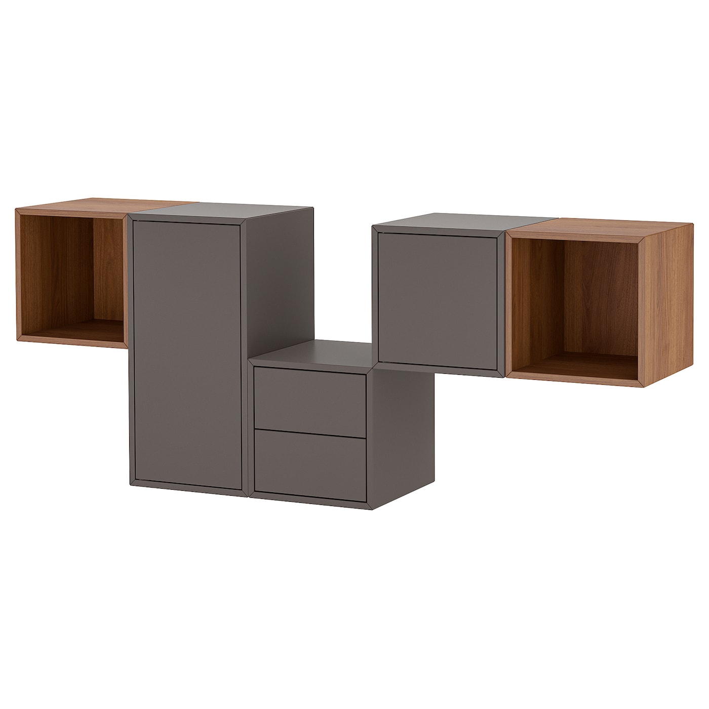 IKEA EKET kombinacja szafek ściennych, ciemnoszary/orzech, 175x35x70 cm